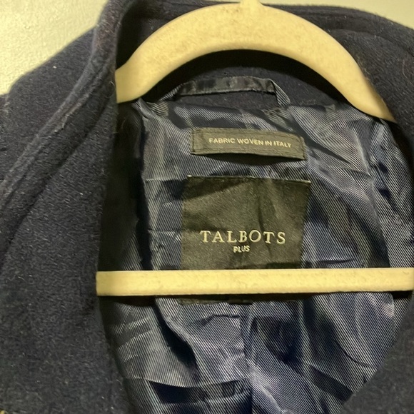 Talbots fabric woven in Italy navy wool zip coat - Picture 2 of 6